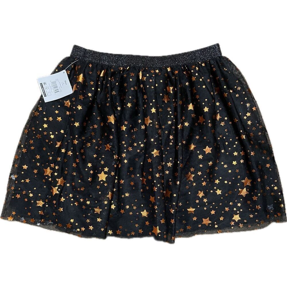 Way To Celebrate Halloween Girls Foil Mesh Skirt Medium 7-8 New with Tags Stars